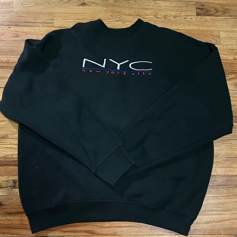 Vintage NYC Black Crewneck Pullover Sweater New York City